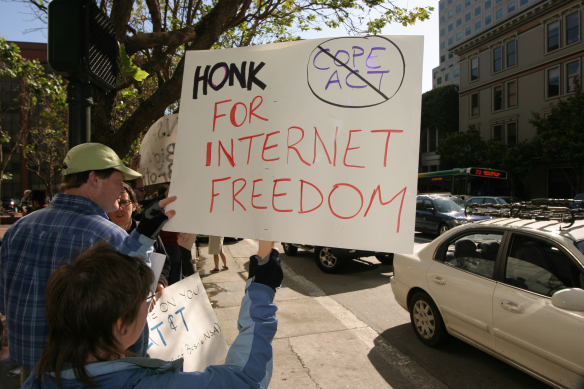 AT&T / NSA Protest - Honk for Internet Freedom