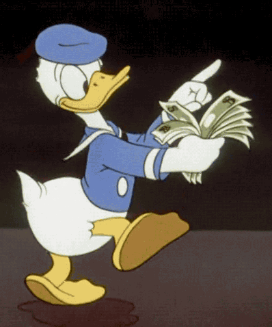 Donald Duck counting money