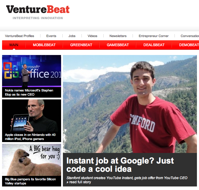 Front Page of VentureBeat